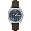 Ar1940 emporio armani watch men blue dial leather brown strap quartz battery analog gamma medium
