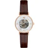 Ar1993 emporio armani watch meccanico women white dial leather brown strap automatic analog gianni t bar