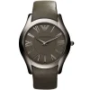 Ar2057 emporio armani watch men gray dial leather grey strap quartz battery analog valente slim large