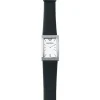Ar2100 emporio armani watch square women white dial leather black strap quartz battery analog