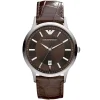 Ar2414 emporio armani watch women brown dial leather strap quartz battery analog renato small