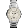 Ar2430 emporio armani watch men beige dial stainless steel metal silver strap quartz battery analog renato large
