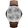 Ar2463 emporio armani watch men silver dial leather brown strap quartz battery analog renato