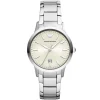 Ar2476 emporio armani watch women beige dial stainless steel metal silver strap quartz battery analog renato small