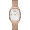 Ar2492 emporio armani watch square men white dial mesh stainless steel metal rose gold strap quartz battery analog epsilon