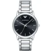Ar2499 emporio armani watch men black dial stainless steel metal silver strap quartz battery analog luigi