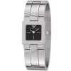 Ar5463 emporio armani watch square women crystals black dial stainless steel metal silver strap quartz battery analog classic