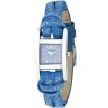 Ar5551 emporio armani watch square women blue dial leather strap quartz battery analog