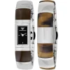 Ar5570 emporio armani watch square women black dial stainless steel metal silver brown strap quartz battery analog