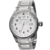 Ar5835 emporio armani watch men white dial stainless steel metal silver strap quartz battery analog classic