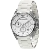 Ar5867 emporio armani watch women white dial stainless steel metal rubber strap quartz battery analog chronograph tazio medium