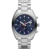 Ar5912 emporio armani watch men blue dial stainless steel metal silver strap quartz battery analog chronograph classic