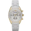 Ar5945 emporio armani watch women white dial stainless steel metal rubber strap quartz battery analog