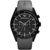 Ar5978 emporio armani watch men black dial rubber gray strap quartz battery analog chronograph tazio large