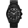 Ar5981 emporio armani watch men black dial stainless steel metal rubber strap quartz battery analog chronograph tazio large