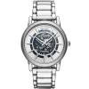 Ar60006 emporio armani watch meccanico men silver dial stainless steel metal strap automatic analog luigi