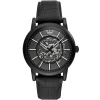Ar60008 emporio armani watch meccanico men black dial leather strap automatic analog luigi