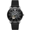 Ar60026 emporio armani watch meccanico men black dial leather strap automatic analog chronograph aviator