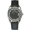 Ar6021 emporio armani watch women black dial leather strap quartz battery analog tazio mid