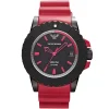 Ar6101 emporio armani watch 200m 20bars men black dial rubber red strap quartz battery analog acqua