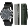 Ar6109 emporio armani watch men black dial fibers strap quartz battery analog chronograph tazio large