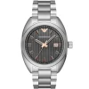Ar6128 emporio armani watch men gunstainless steel metal gray dial stainless steel metal silver strap quartz battery analog