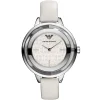 Ar7300 emporio armani watch women patterned white dial leather strap quartz battery analog