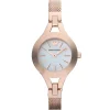 Ar7329 emporio armani watch women mother of pearl white dial stainless steel metal rose gold strap quartz battery analog chiara