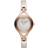 Ar7354 emporio armani watch women white dial leather beige strap quartz battery analog chiara