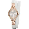 Ar7365 emporio armani watch women silver dial double wrap leather white strap quartz battery analog chiara