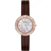 Ar7433 emporio armani watch women mother of pearl white dial leather brown strap quartz battery analog wave