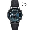 Art3004 emporio armani smart watch hybrid connected men blue dial leather strap lithum battery analog renato