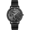 1502521 hugo boss watch women crystals black dial metal stainless mesh strap quartz battery analog three hand infinity
