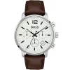 1513609 hugo boss watch men beige dial leather brown strap quartz battery analog chronograph attitude