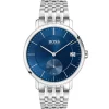 1513642 hugo boss watch men blue dial metal stainless silver strap quartz battery analog three hand corporal