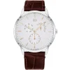 1710389 tommy hilfiger watch men white dial leather brown strap quartz battery analog three hand brad