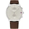 1710404 tommy hilfiger watch men gray dial leather brown strap quartz battery analog three hand hunter