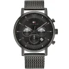 1710411 tommy hilfiger watch men black dial mesh metal stainless steel strap quartz battery analog chronograph evan
