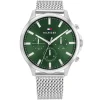 1710499 tommy hilfiger watch men green dial mesh metal stainless steel silver strap quartz battery analog ryder