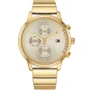 1781905 tommy hilfiger watch women gold dial metal stainless steel golden strap quartz battery analog blake