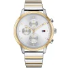 1781908 tommy hilfiger watch women silver dial metal stainless steel gold strap quartz battery analog blake