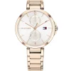 1782124 tommy hilfiger watch women white dial metal stainless steel rose gold strap quartz battery analog three hand angela