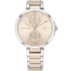 1782127 tommy hilfiger watch women rose gold dial metal stainless steel silver golden strap quartz battery analog three hand angela