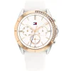 1782388 tommy hilfiger watch women white dial rubber strap quartz battery analog kennedy