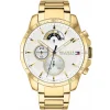 1791538 tommy hilfiger watch 5atm water resistant men white dial metal stainless steel gold strap quartz battery analog decker