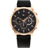 1791798 tommy hilfiger watch men black dial leather strap quartz battery analog chronograph jameson