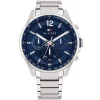 1791973 tommy hilfiger watch men navy dial metal stainless steel silver strap quartz battery analog max
