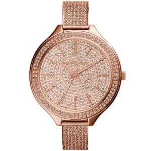 Mk3251 michael kors watch women crystals rose gold dial metal stainless steel strap quartz battery analog three hand runway slim
