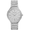 Mk3359 michael kors watch women crystals silver dial metal stainless steel strap quartz battery analog three hand kerry