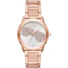 Mk3673 michael kors watch women crystals white dial metal stainless steel rose gold strap quartz battery analog three hand hartman